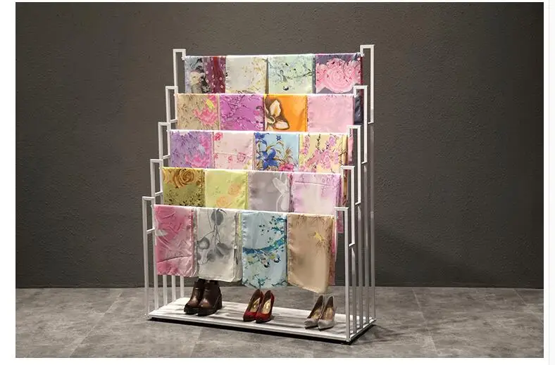

Wrought iron scarf stand Cloth display rack shelf in the island floor display stand pants rack Clothing store silk scarf display