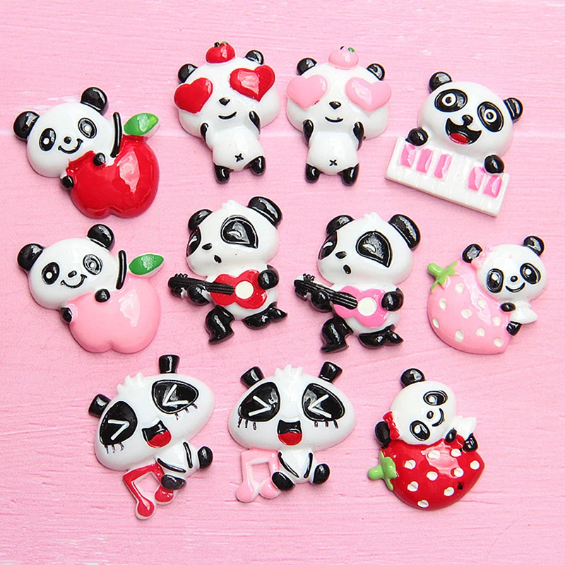 3pcs DIY Phone Shell Resin Ornament Cute Animal Panda Flatback Phone Shell Accessories