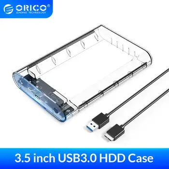 

ORICO 5Gbps 3.5 inch Transparent HDD Enclosure SATA USB 3.0 Hard Drive Case Tool Free Mobile External SSD Box Support 8TB