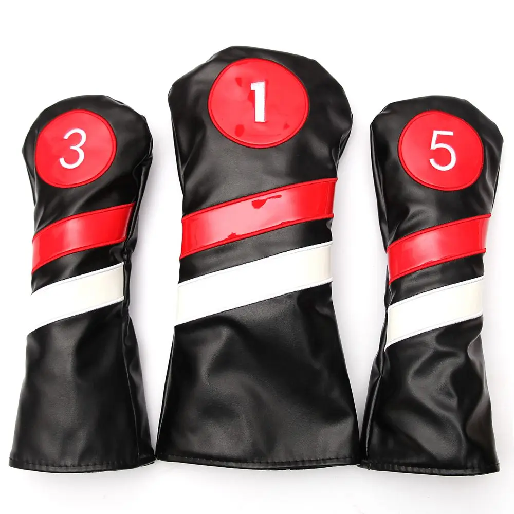 Golf Club #1 #3 #5 Wood Headcovers Driver / Fairway Rescue Woods / Hybrid PU Leather Head Covers Set Protector 2