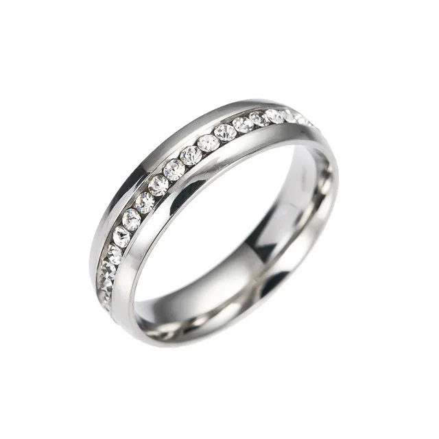 Персонализированные золотые обручальные кольца, кольцо для женщин и мужчин, ювелирное изделие, счастливое кольцо, 6 мм, нержавеющая сталь, обручальное кольцо, Подарок на годовщину - Цвет основного камня: silver