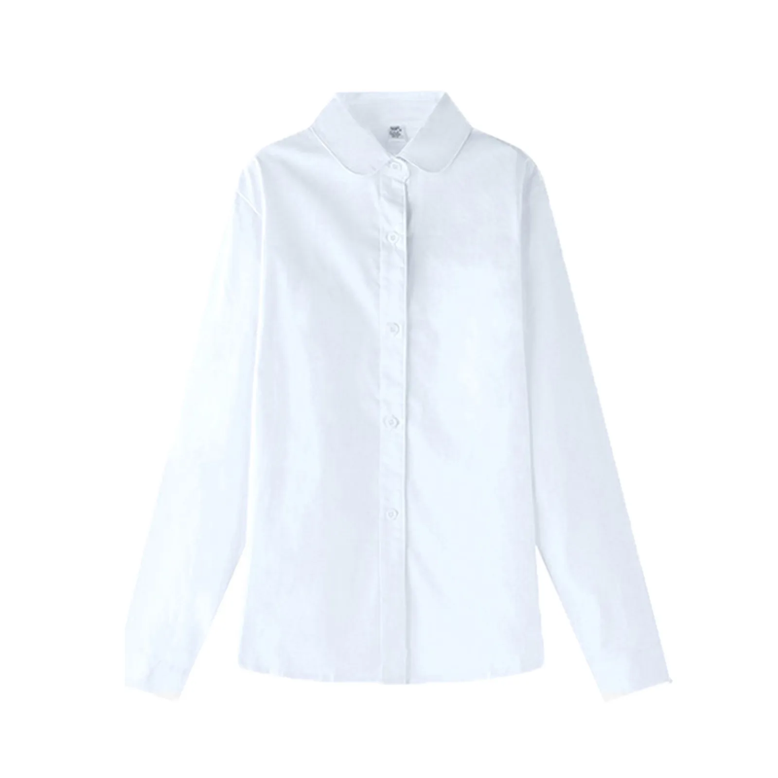Autumn Teen Baby Girls Button Shirts Tops Turn-down Collar White Blouse Formal Wear Kids Spring Cotton School Uniform Set