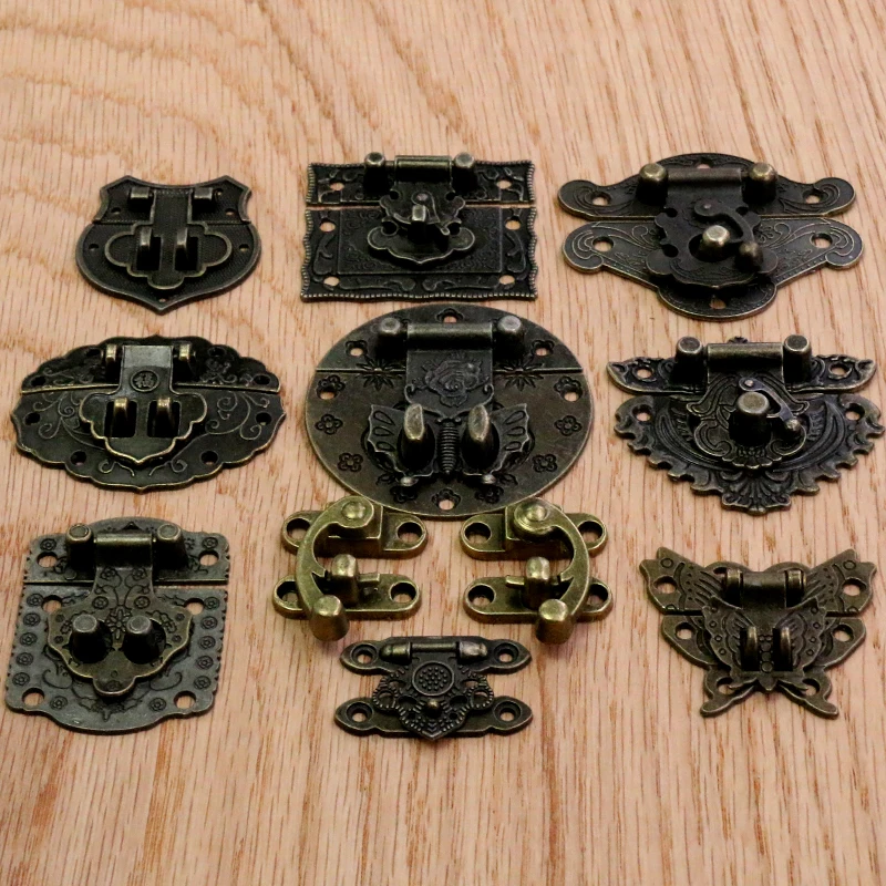 Jewelry Box Hasps Decorative Latches Furniture Hardware Jewelry Box Antique Bronze Latch Hook Hasp