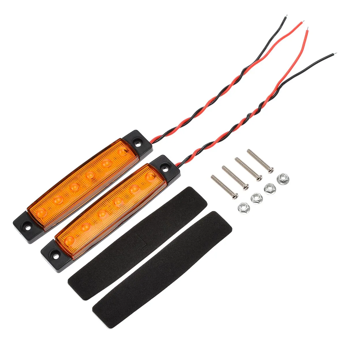 10pcs Amber Car External Lights LED 12V 6LED Auto Car Bus Truck Wagons Side Marker Indicator Trailer Light Rear Side Lamp