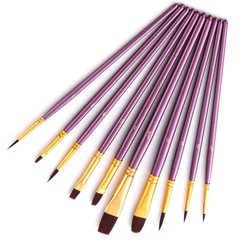 

10Pcs/back Different Size Artist Fine Nylon Hair Paint Brush Set for Watercolor Acrylic Oil Painting Brushes Drawing Art Supplie