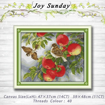 

Birds and apples patterns Counted Cross Stitch 11CT14CT Handmade Cross Stitch Set animals Cross stitch Kit Embroidery Needlework