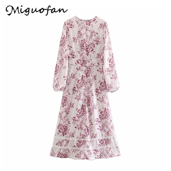 

Miguofan Dress Women floral print maxi dresses casual long Dress summer vintage long sleeve 2020 Party Dress female Vestidos new