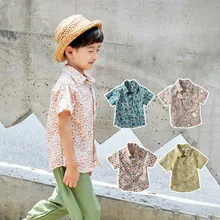Детская одежда, рубашка Новые летние хлопковые топы с короткими рукавами для мальчиков, модные рубашки для малышей детская блузка, одежда для детей возрастом 3, 4, 5, 6, 7 лет