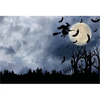 

Halloween Horror Night Backdrop Crow Witch Background Festive Photography Halloween Family Party Decoration Photo Booth