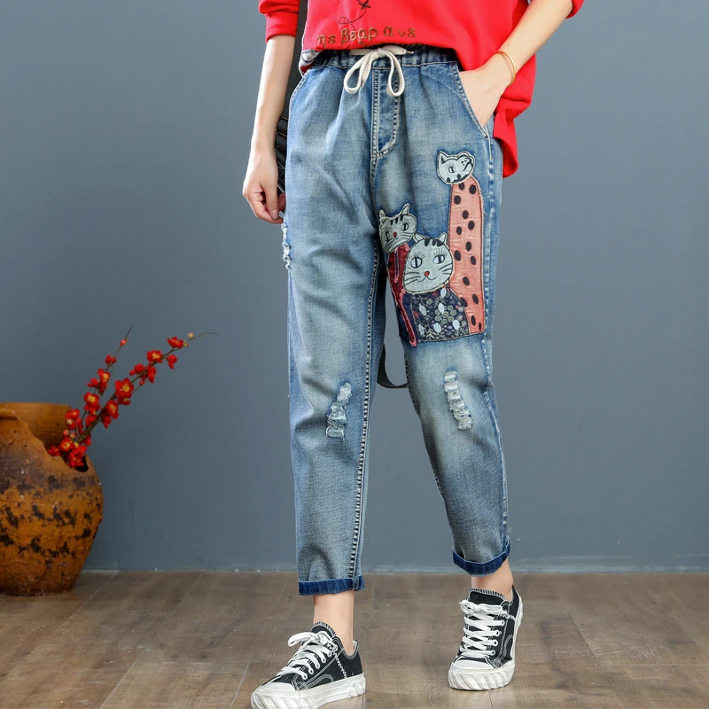 ladies bleached jeans