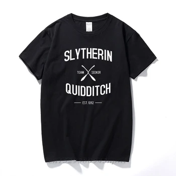 Camisetas de manga corta para hombre, camiseta Slytherin Quidditch, Camisetas informales de marca, Camisetas estampadas de algodón, Camisetas de verano