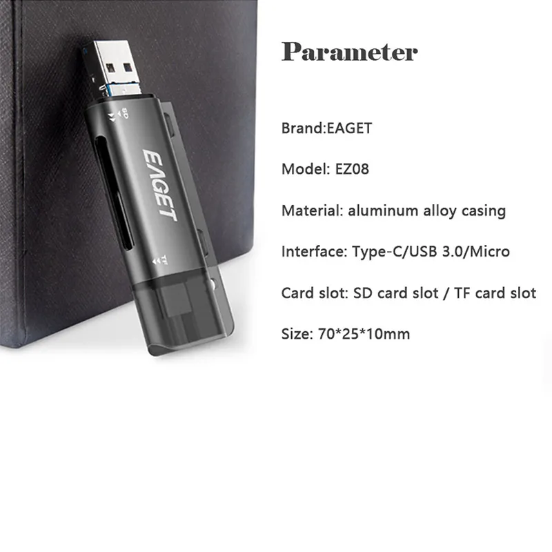 EAGET EZ08 Card Reader USB 3.0 Type C to SD Micro SD TF Adapter for laptop Accessories OTG Cardreader Smart Memory SD