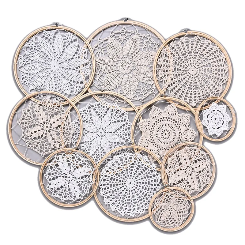 

BMBY-Diy Large Doily Lace Dream Catcher Set,Boho Dream Catcher,Wall Hanging,Bohemian Home Decor,Boho Bedroom Decor