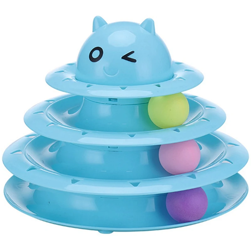 BL Высокое качество 4 слоя башня Pet Cat роликовые игрушки с оставляющий путь мячик интерактивная игрушка для кошек Съемная прочная - Цвет: BL