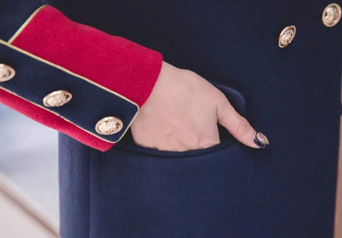Ретро Британский ветер длинное шерстяное пальто для женщин красивые плечи Военная Униформа двубортный Тонкий шерсть пальто