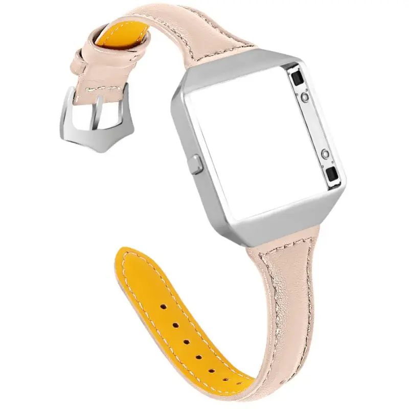 Apricot Ремешок для часов с каркасом 2-го поколения, совместимый с/для Fitbit Blaze, регулируемый кожаный ремешок для наручных часов Repl - Цвет: Apricot