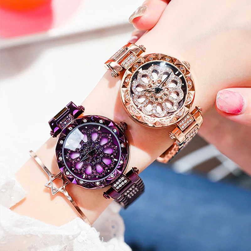 

Gorgeous inlaid zircon dial rotating quartz watch ladies watch watch female watch diameter 34mm woman watch