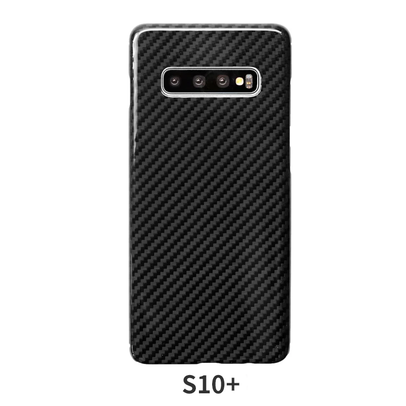 Кевлар из чистого углеродного волокна чехол для телефона для samsung Galaxy s10 s 10 plus Настоящее углеродное волокно черный красный матовый яркий корпус - Color: Black light