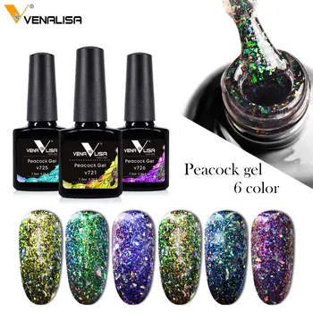 

Venalisa Newest 7.5ML Soak Off Matt Top Coat, Base Coat, With Sticky Layer Top Coat Peacock Color Nail Polish Gel Varnish Kits