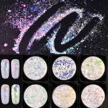 6 шт./компл. Единорог Авроры под блески для дизайна ногтей смешанный шестигранный порошок для ногтей блёстки Русалка хлопья для ногтей голографические маникюрные украшения