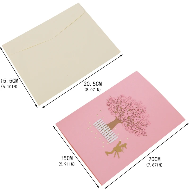  Handmade 3D Pop Up Cherry Blossoms Tree Lover Valentine Anniversary Paper Sakura Greeting Invitatio - 4000543733166