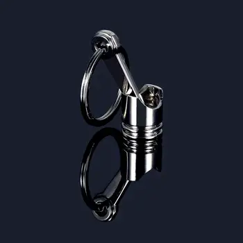 

Car Fancy Metal Piston Keychain Styling Creative Polished Silver Engine Piston Keychain KeyRing Car Accessories For -Peugeot 206