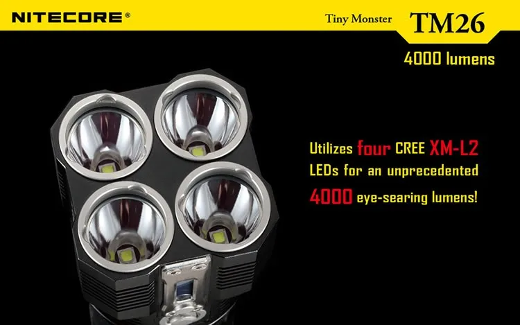 NITECORE TM26 Led 4000 люмен 454 м расстояние Oled дисплей поиск перезаряжаемый фонарик+ батарея 18650+ NHM10