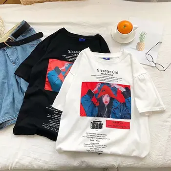 

ZHIJING Tops Short Sleeve Men And Women Trend Loose Hip Hop Couples Middle Sleeve T-shirt Short sleeved clothes men t shirt