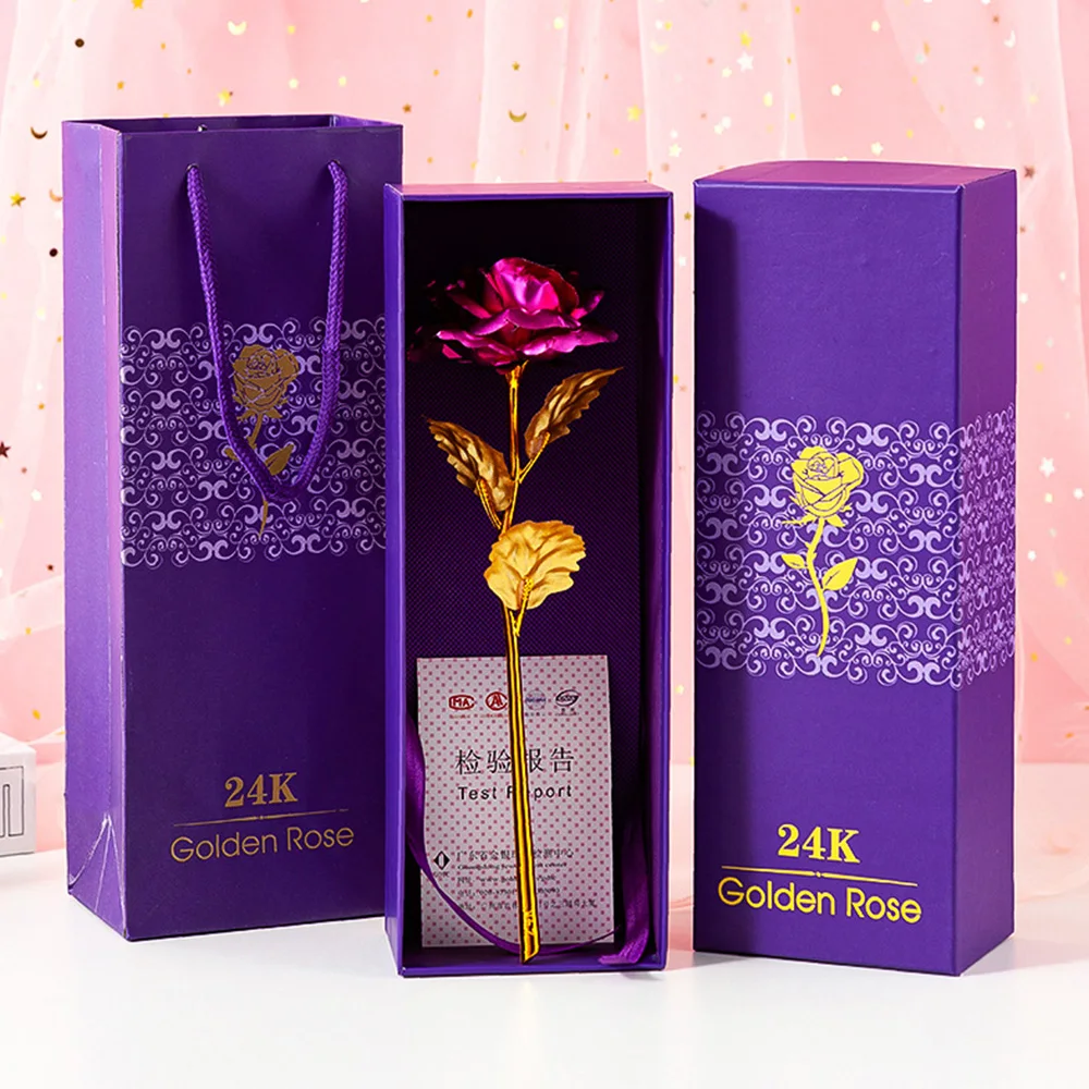 24K фольга покрытая розовым золотом, розовая Свадебная вечеринка, подарок на день Святого Валентина, искусственная Роза для влюбленных, Прямая поставка с подарочной коробкой C1734 g
