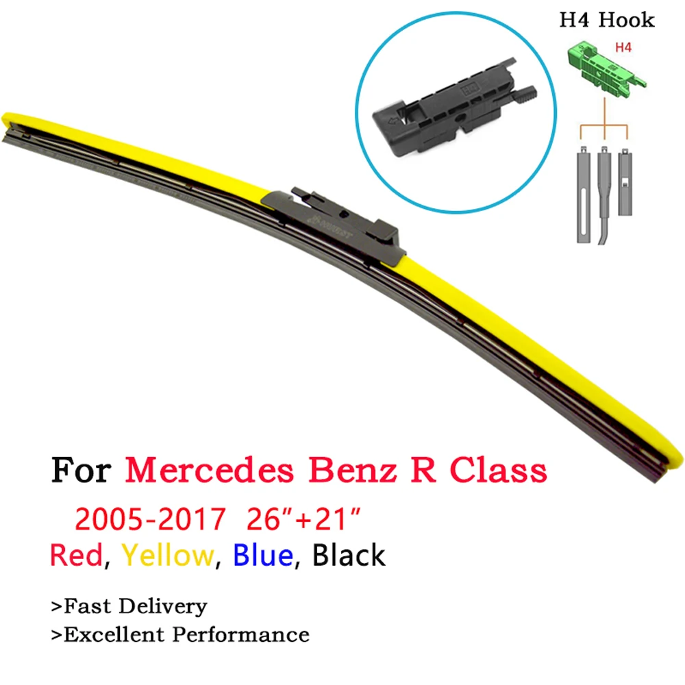 

2Pcs Colorful Hybrid Wiper Blades for Mercedes Benz R Class W251 R280 R300 R320 R350 R500 R550 R63 CDI V6 V8 AMG BlueTEC 26"+21"
