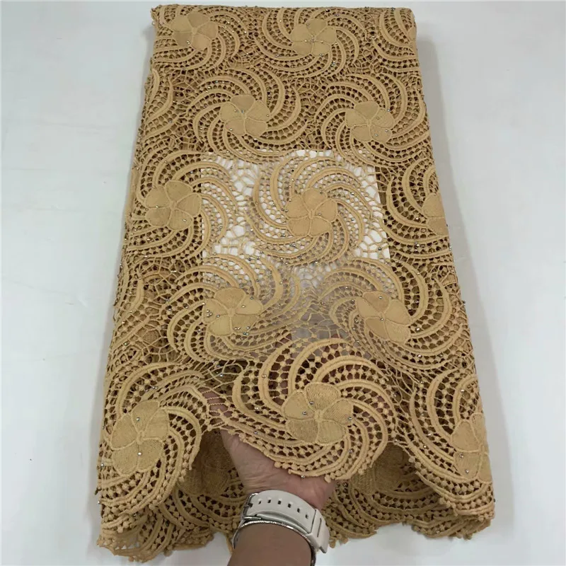 

African lace fabric Neat embroidery lace Guipure lace Fabric with Stones milk silk african cord lace for wedding dress r66-914