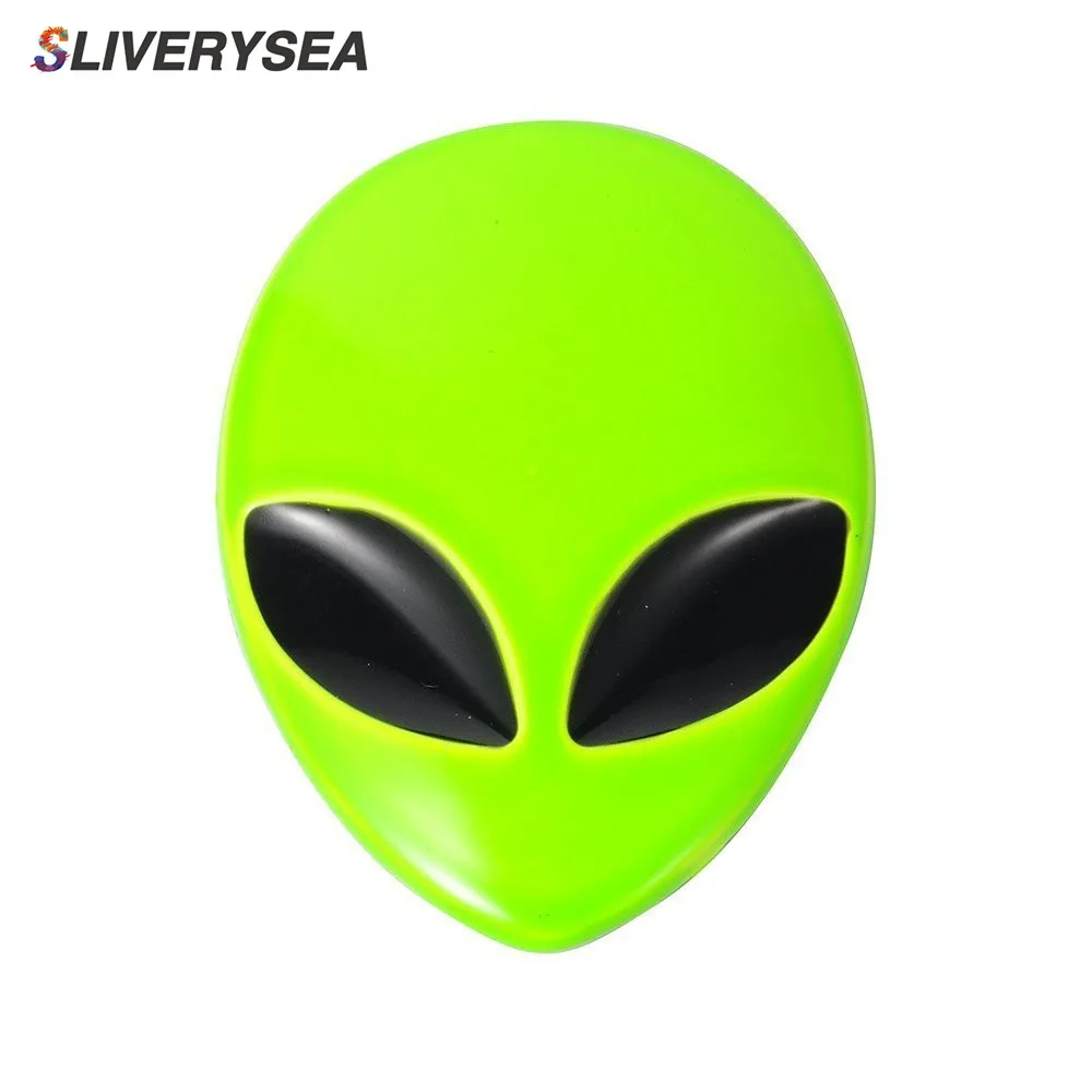 

Fluorescent Green Car 3D Logo Metal Aliens Automatic Truck Motorcycle Emblem Car Sticker Decals