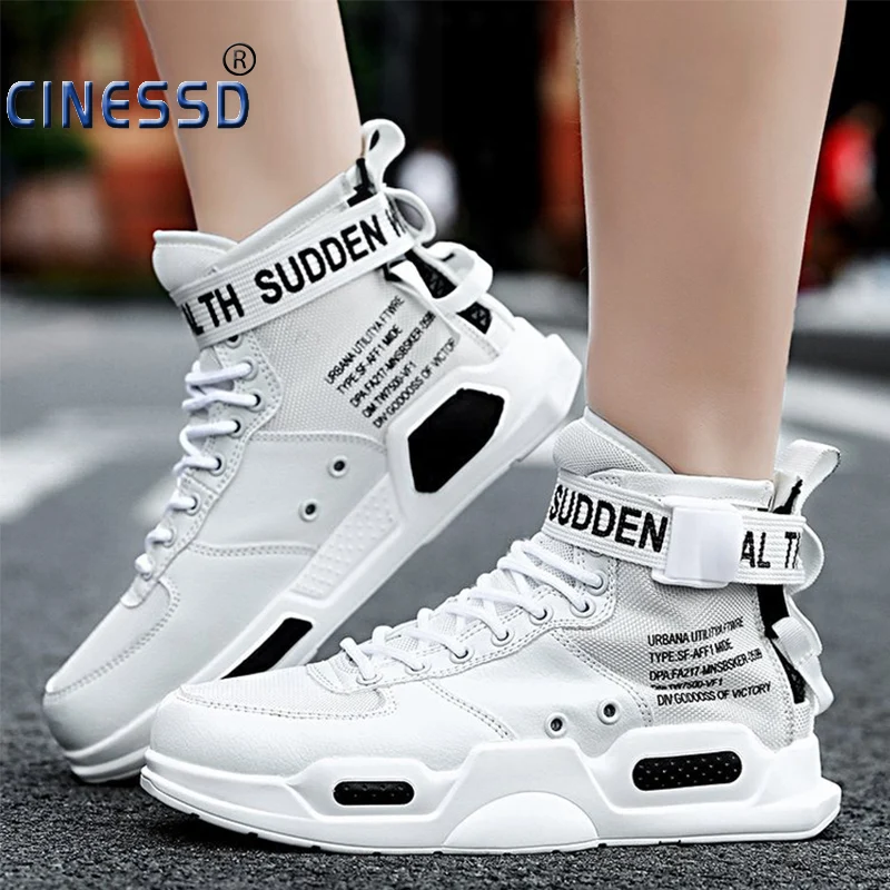 Large Size 46 Woman Breathable High Top Black White Mesh boots Shoes Lovers PU Soft Casual Shoes Chunky Sneakers Fashion Women