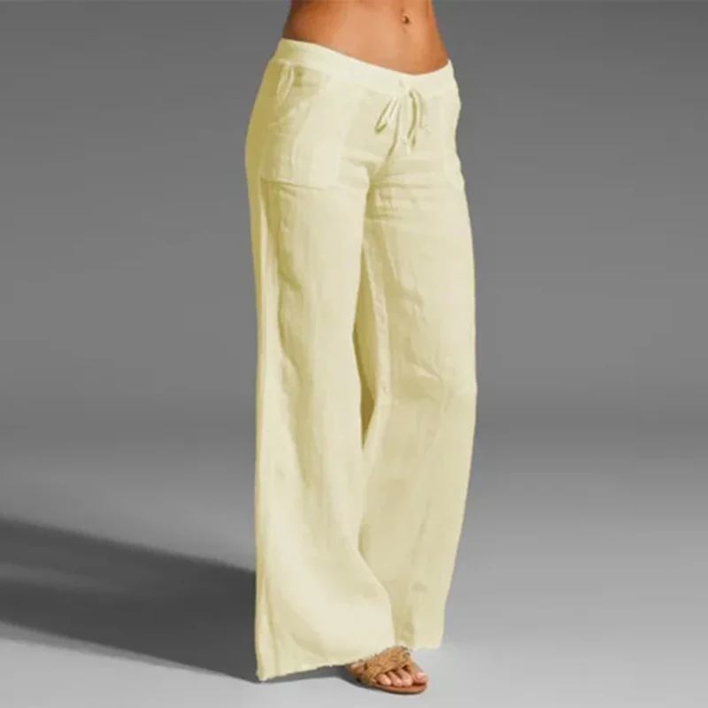 Calças de Cor Novo Verão Casual Calças Finas Soltas Perna Larga Sólida Feminino Elegante Cintura Alta Calça Moda Feminina Roupas 2021 8 Moda Feminina