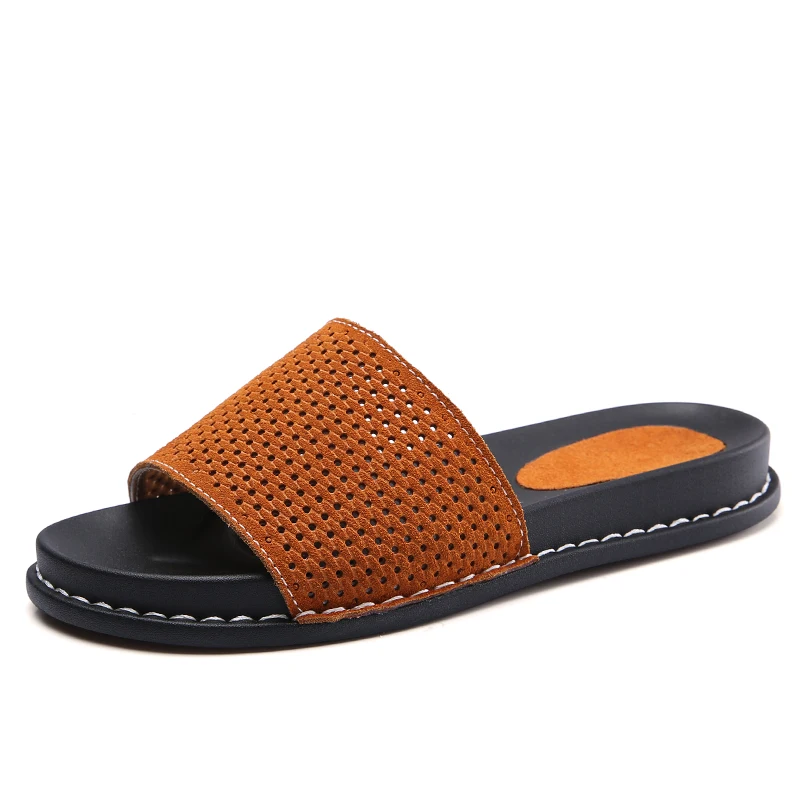 2019 летние тапочки сандалии на плоской подошве женская пляжная обувь Кожаные