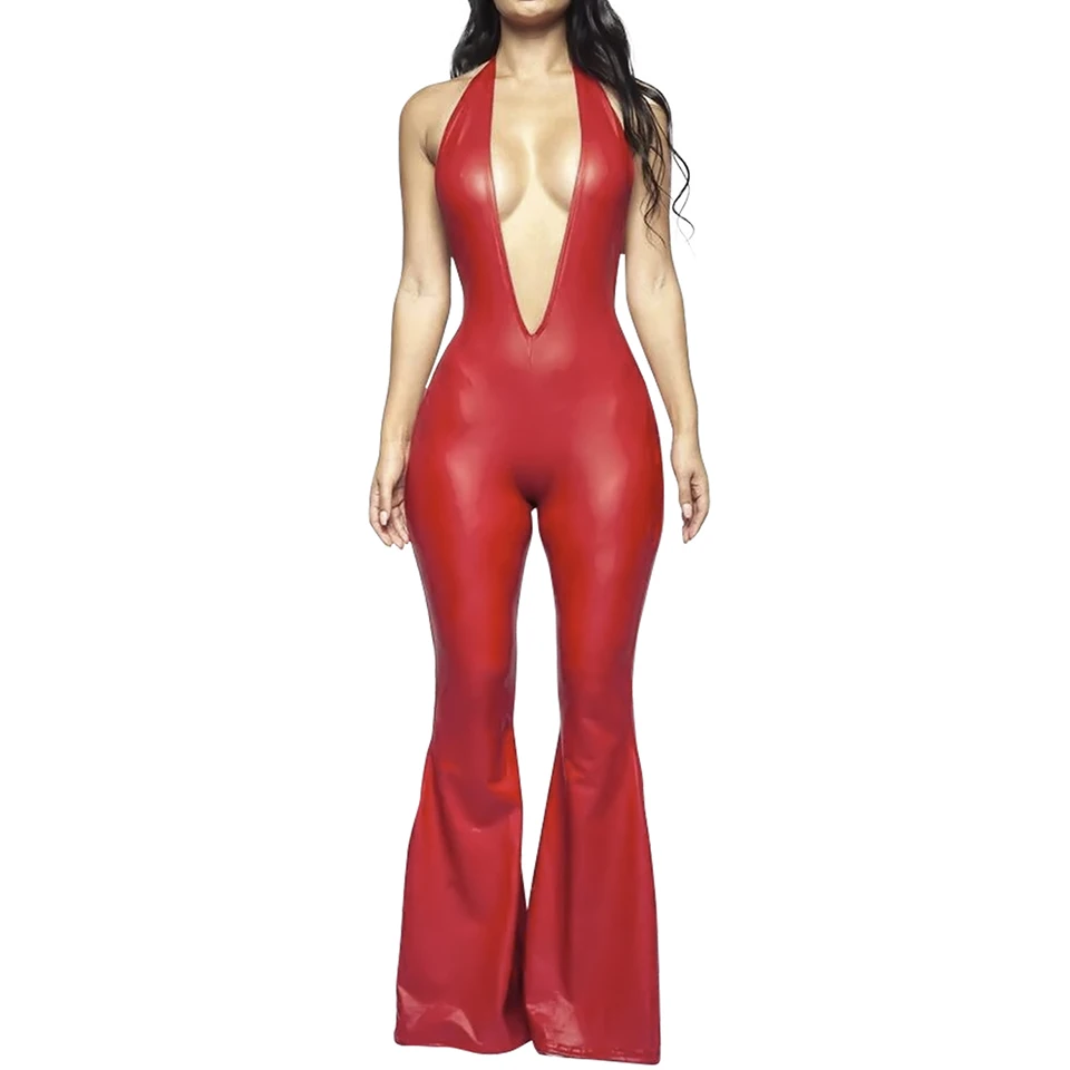 Европейские и американские сексуальные цельнокроеные брюки с глубоким