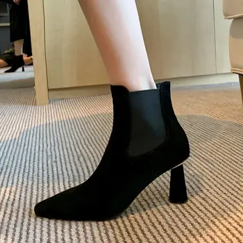 

ALLBITEFO sexy high heels genuine leather party women boots thin heels office ladies shoes women high heel shoes women heels