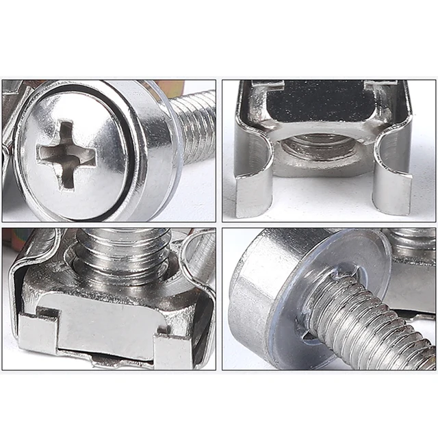 M5 M6Rack Cage Mount, Szerver Konzol Szekrény Csavarok És Alátétek, Állványos Polcok, Útválasztókészülékek 100 Készlet - Image 5