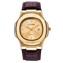 Mens יוקרה מותג שעונים אופנה רצועת עור תאריך Quzrtz שעוני יד גברים מתנות עסקיות שעון Montre Homme de Mrque 1520|Qurtz Wtches|  