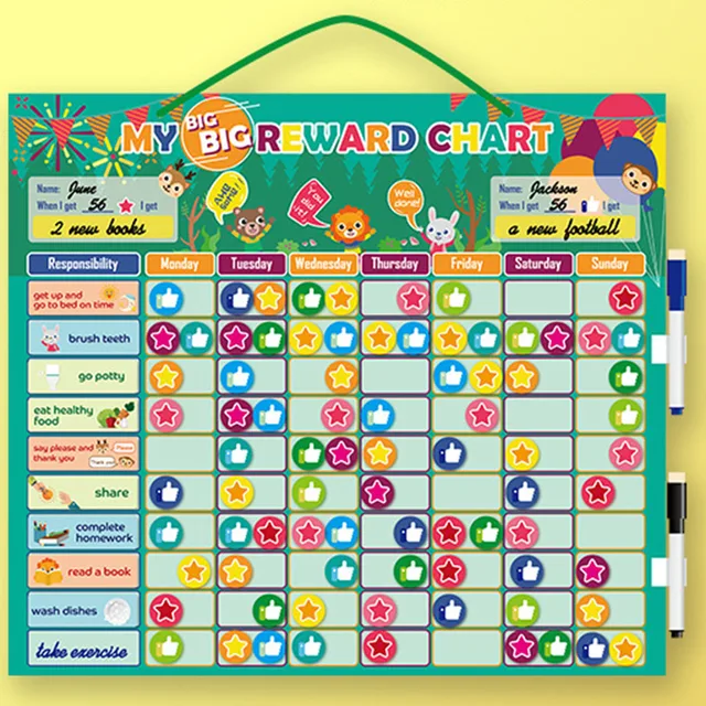 Magnetic Rewards Chart Weekly Planner Behavior Responsibility Chore Wall Hanging Home 4