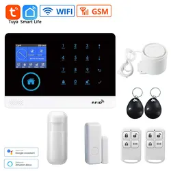 Système d'alarme de sécurité domestique intelligent Tuya, wi fi, GSM, PG103, sans fil, avec clavier tactile LCD, détecteurs 433MHz, Kit de contrôle avec application 