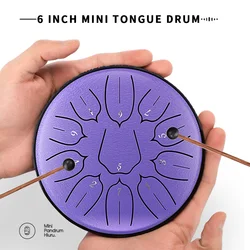 Mini Steel Tongue Drum 6 Inch 11 Tones D Key Tamborine Professional Music Performances Percussion Instrument  Meditation Gifts