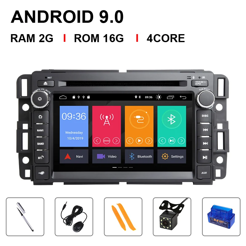 4 ГБ DSP 1Din gps Радио Android 9,0 автомобильный dvd-плеер для GMC Sierra Yukon Denali Acadia Savana Chevrolet Express Traverse EquinoxCD - Цвет: 4 Core 16ROM OBD Cam