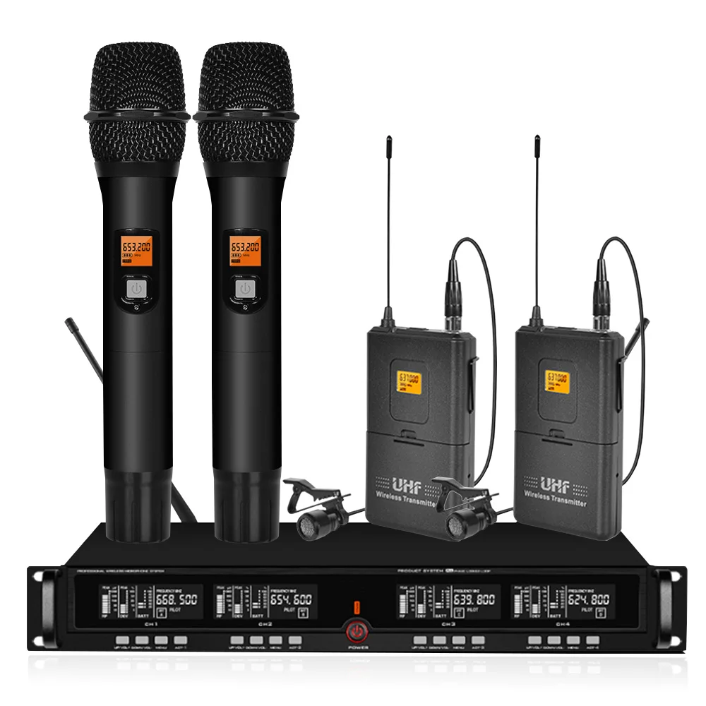 Профессиональный UHF беспроводной микрофон четыре гарнитуры микрофоны для школы сцены микрофон беспроводной