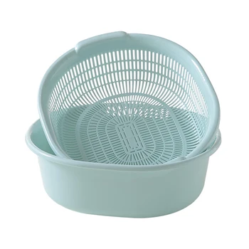 

Sink Strainer Sieve Draining Board Dish Drainer Double-Layer Washing Basket Fruit Drain Basket P7Ding