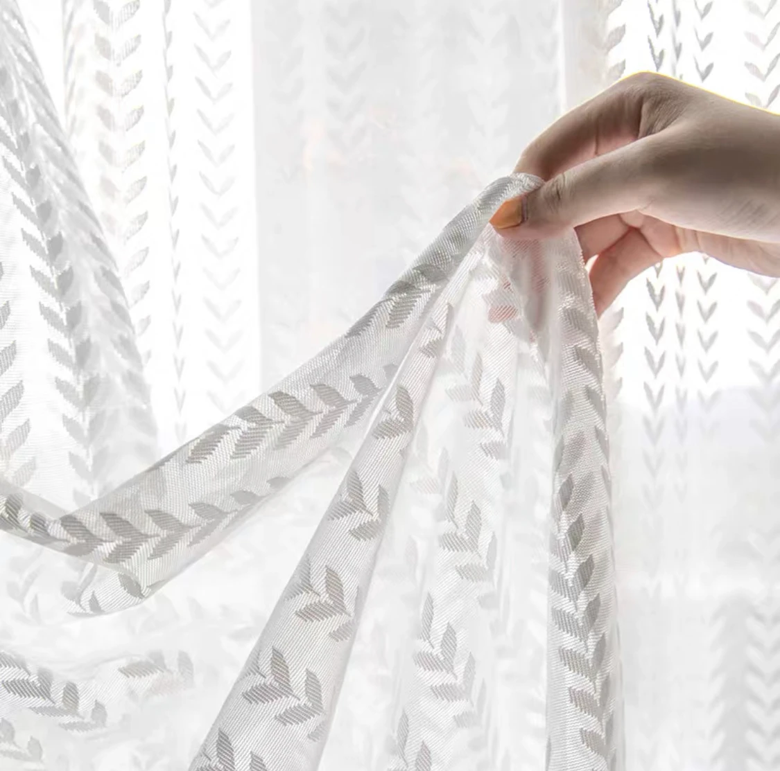 

Korean Curtains for Living Room Bedroom Curtain Transparent White Minimalist Snow Curtain Window Screen Ceiling Installation