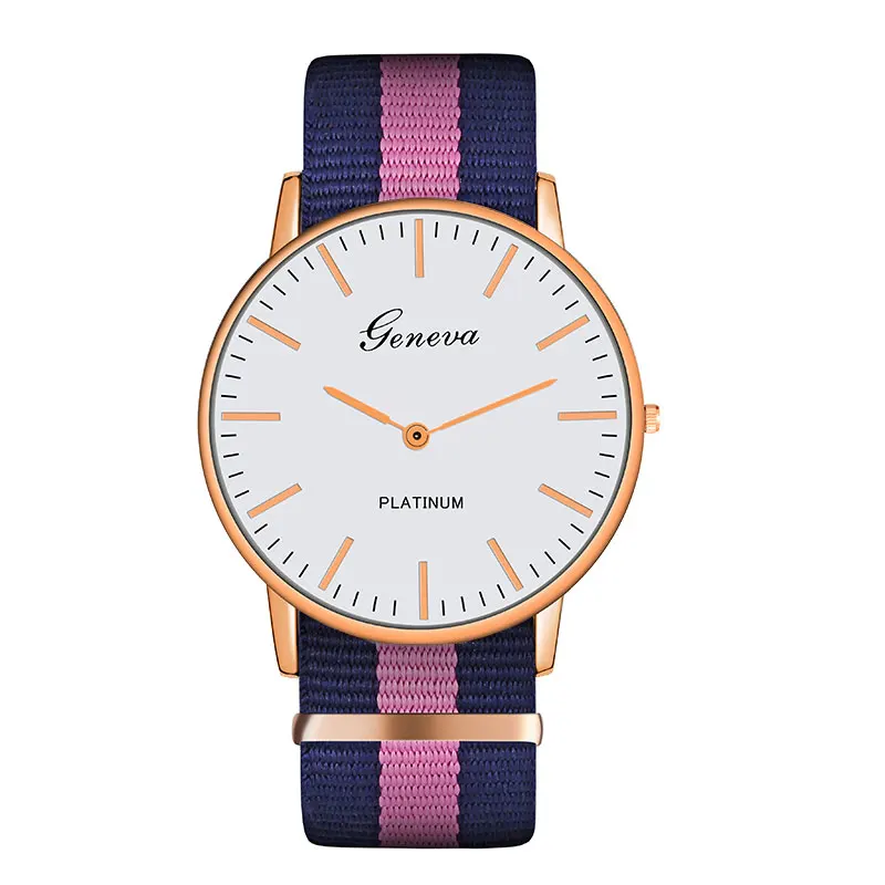Top Luxury Brand Stripe Nylon Band Watch Men Quartz Wristwatch Casual Lady Woman Watch Montre Femme Reloj Mujer Horloges