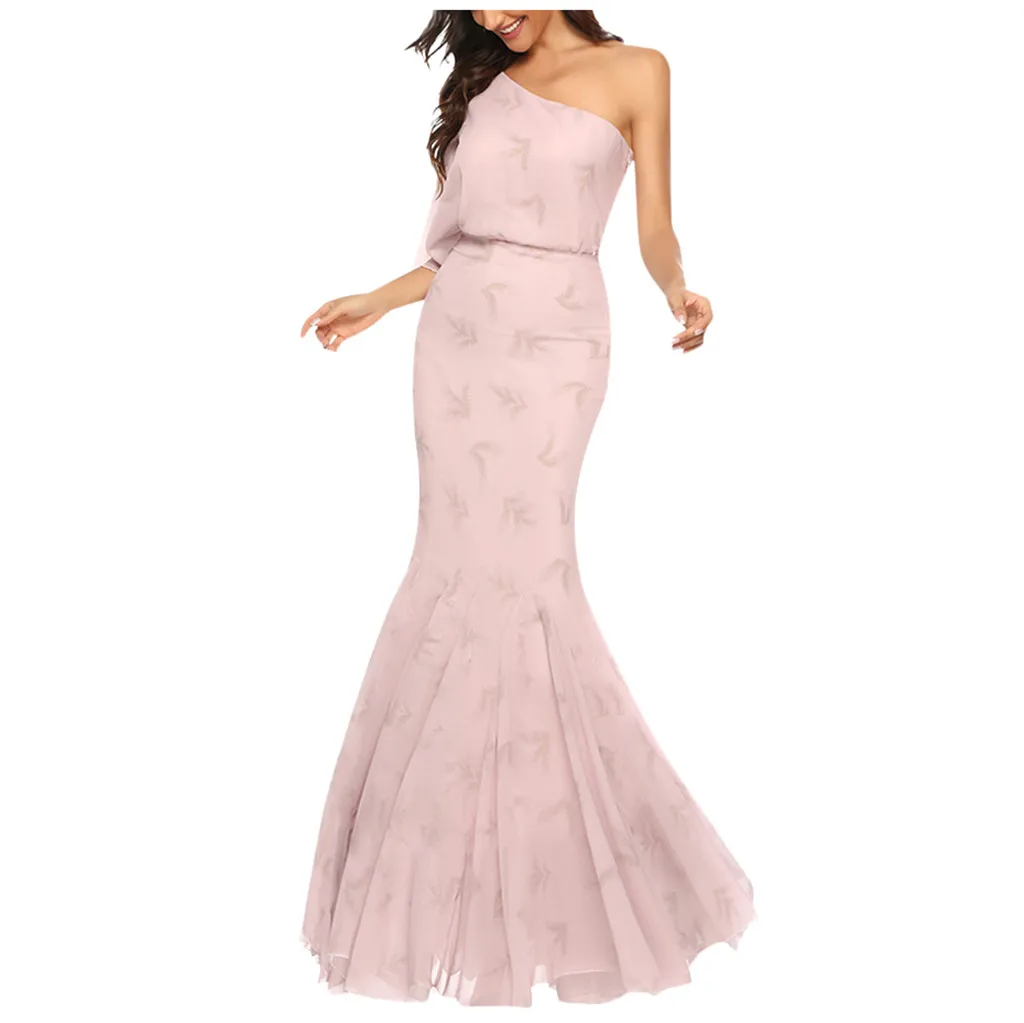 Modis Floral Print Off Shoulder Dresses Woman Party Night Sexy Slash Neck Bodycon Dress Elegent Maxi Party Dress Sukienka #B