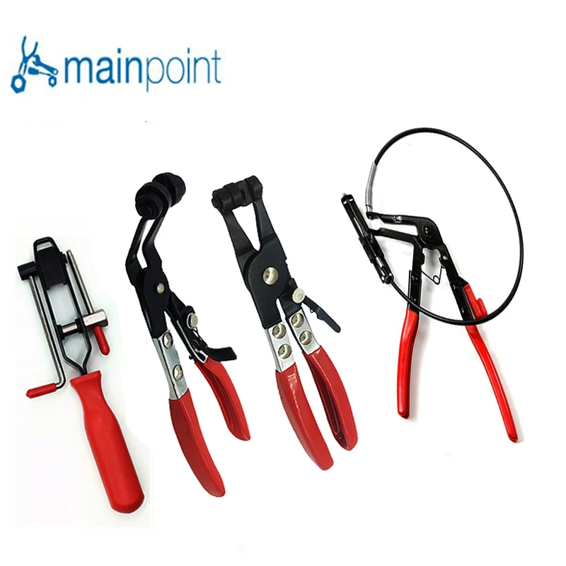 Mainpoint 4Pcs Auto/Car Repairs Hand Tools Flexible Wire Long Reach Hose Clip Pliers Bent Nose Clamp Cable Type | Инструменты