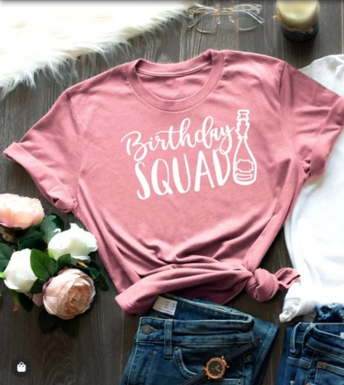 

Birthday Party Birthday Squad Queen Shirt top woman Female Clothing O Neck Shirt Short Sleeve Girl Top harajuku Streetwear y2k